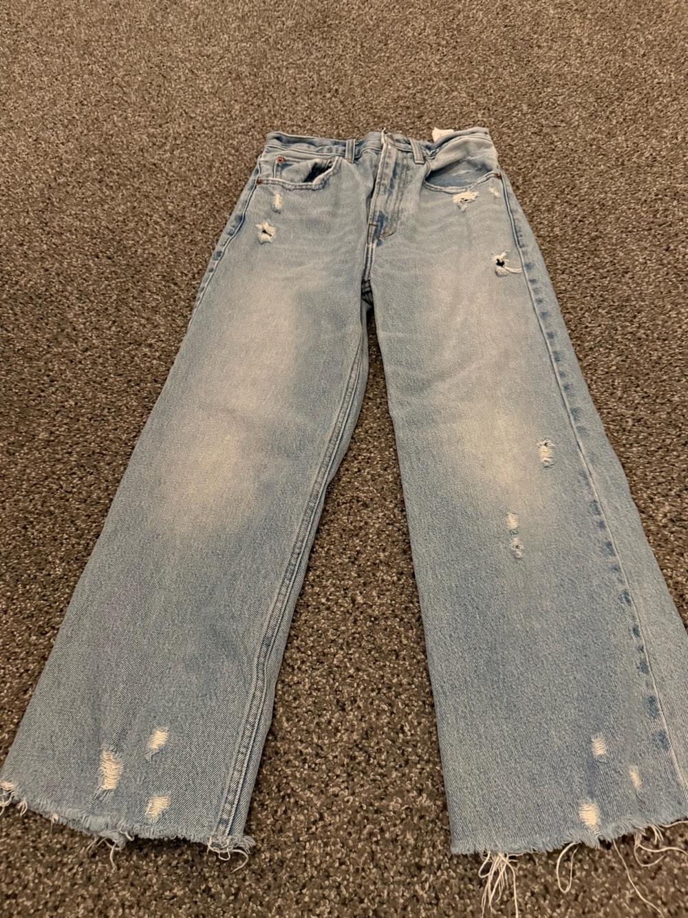 Abercrombie & Fitch Light Blue Wide-Leg Distressed Jeans